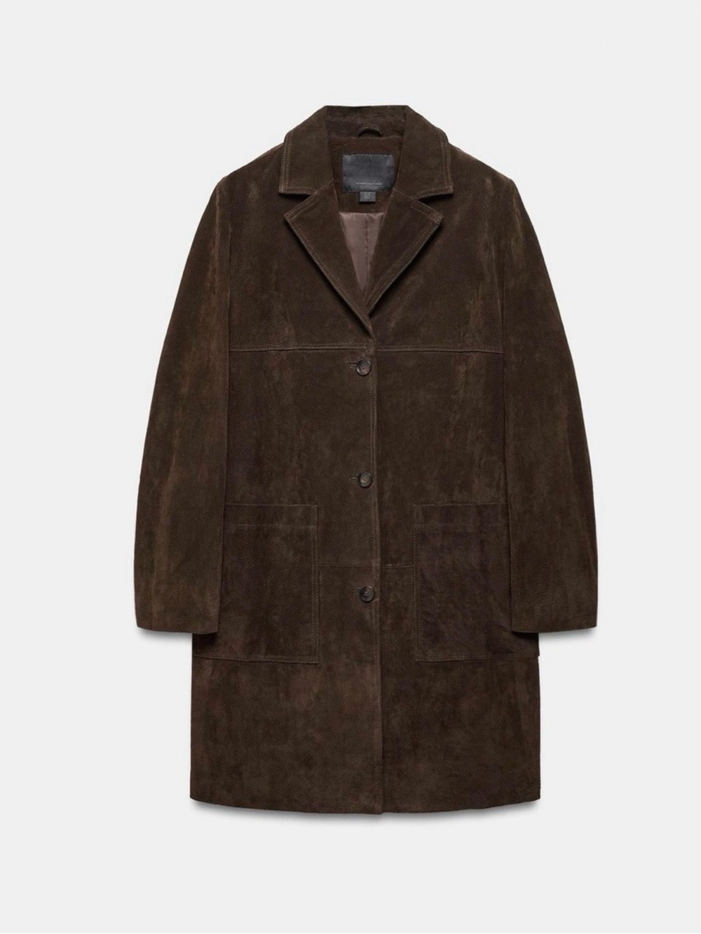 Zara Leather Collection Brown Leather Long Coat
